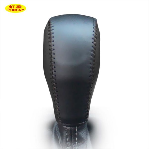 

ponsny car gear shift covers case for kia kx3 automatic gear cover genuine leather diy hand-stitched black leather cover
