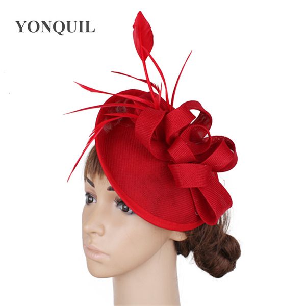 

2018 new style retail wedding copy sinamay fascinator hat with feather decoration fascinator base for women party diy headdress