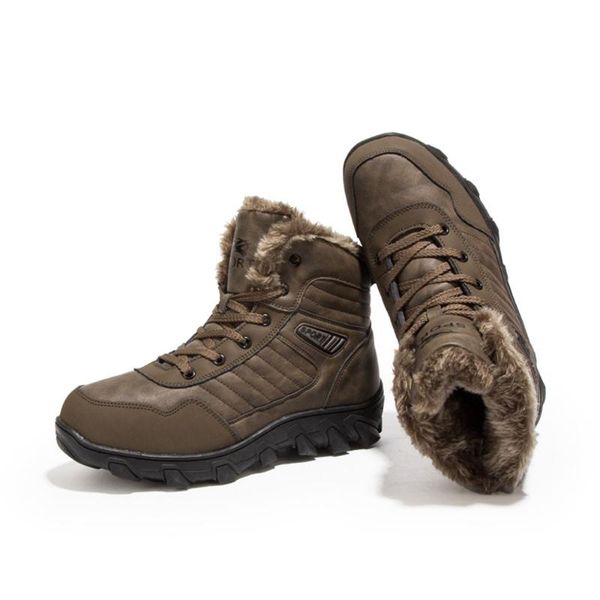

2019 new flat heel men boots pu plus cashmere shoes male round head solid color lace up fashion men's winter boots size 39-48, Black