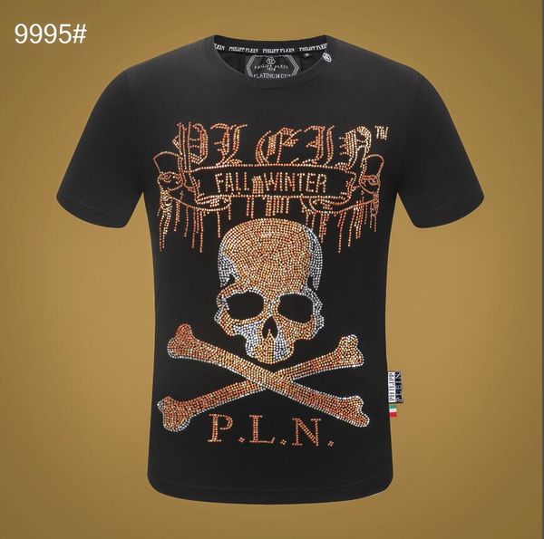 

2019pp дизайнер футболка хип-хоп мужской дизайнер футболки золотого черепа письмо с коротким рукавом большого размером бренда мужских женско, White;black