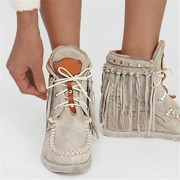 

wenyujh women short boots british style short frosted fringe boots british style wedge women's shoes winter 2019 fashion, Black