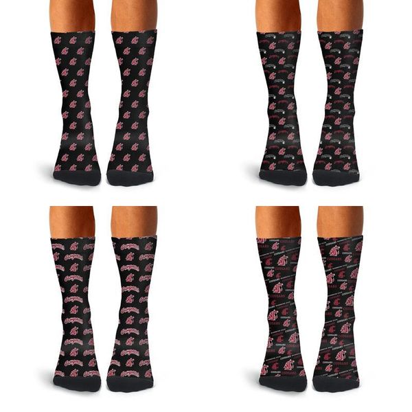 

man washington state cougars football crimson boot socks cotton retro thin high ankle moisture control wicking, Black