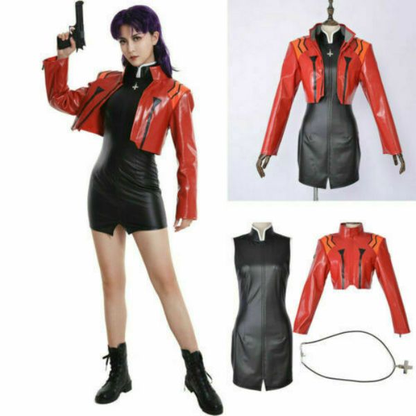 

eva neon genesis evangelion figure katsuragi misato ver uniform cosplay costume, Black;red