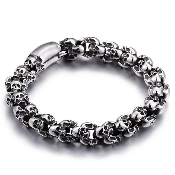 

fashion retro titanium steel skull bracelet for men korean version of the trend personality bracelet jewelry, Black