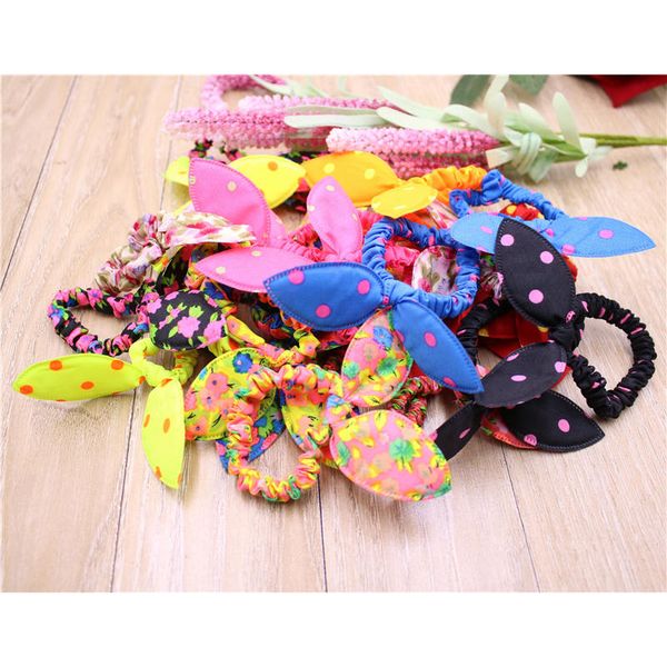 

12pcs/lot rabbit ears hair band children hair accessories kids ponytail elastic hair band for women girls rubber band, Slivery;white
