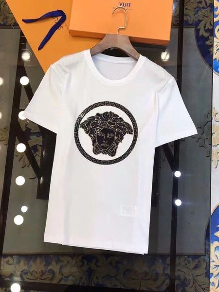 

20ss new arrival paris luxury ver sequins tshirts crewneck short sleeve spring tee breathable vest shirt streetwear tshirt outdoor t-shirt, White;black