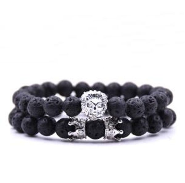 2 Pz/set branello Braccialetto di Fascino buddha bracciali paracord pietra naturale leone braccialetto uomini pulseras hombre bracciali uomo mens braceletsWL1118