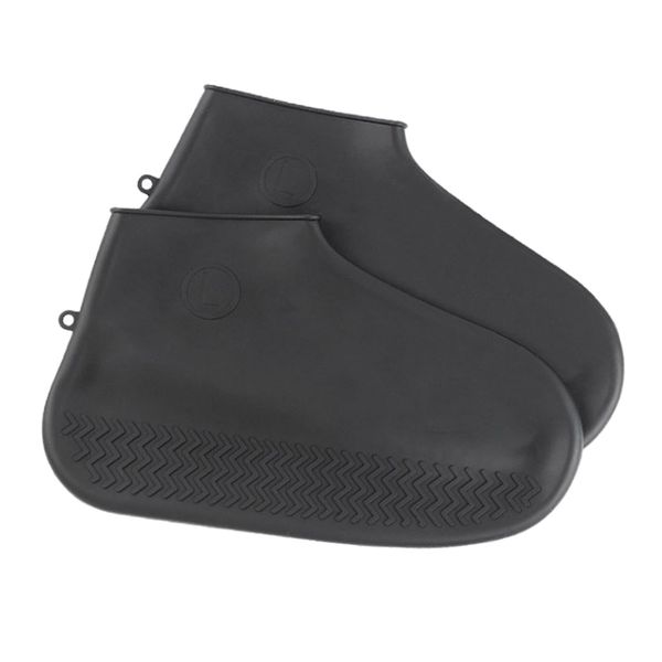 

men women silicone anti-slip reusable waterproof shoes protector cover black