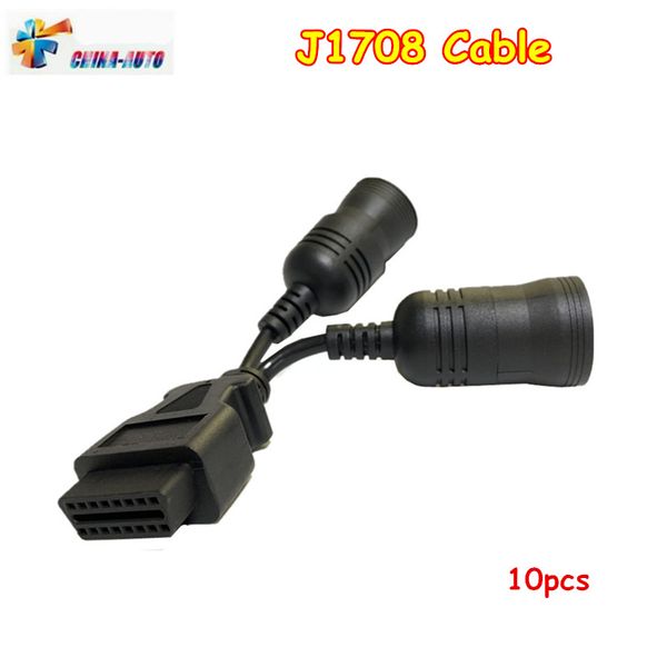 

10шт dhl free car truck разъемы y кабель obd2 16pin женский для j1708 6pin / j1939 j1962f до 9-контактного j1708 / j1939 obdii кабель