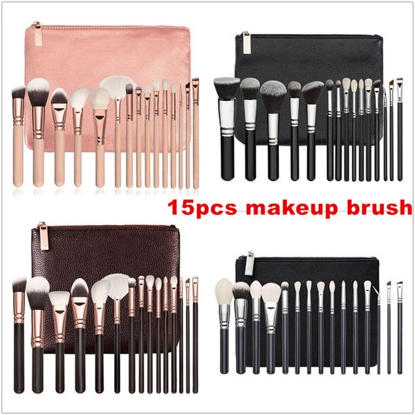 

Brand Best quality 15PCS/Set Brush With PU Bag Makeup Professional Brush For Powder Foundation Blush Eyeshadow Eyeliner Blending Pencil