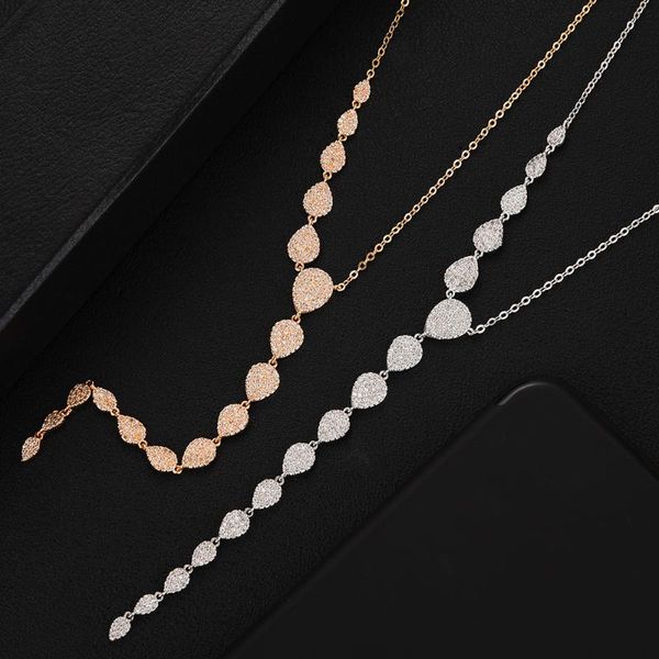 

missvikki романтический мода длинные цепи ожерелье ювелирные изделия для женщин девушки свадебной партии полный блестящий cz 2020, Silver