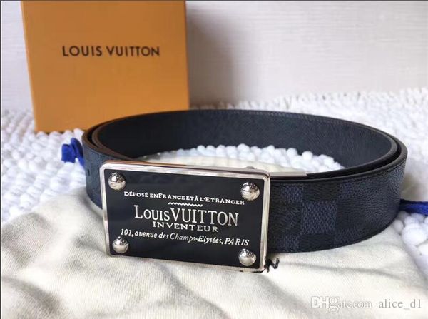 

leather belt fashion jeans girdle designer business men and women gold buckle silver buckle original box and dust bag, Black;brown