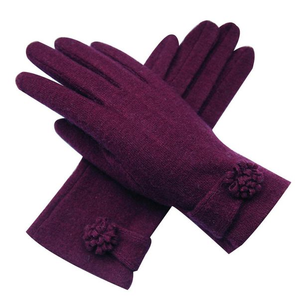 

fashion ladies autumn winter solid color flower faux cashmere soft warm gloves gift, Blue;gray