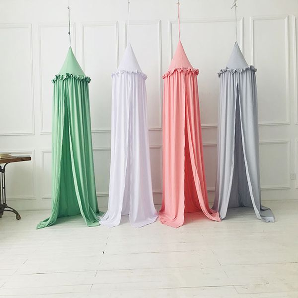 

4 colors hanging kids baby bedding dome bed canopy cotton mosquito net bedcover curtain for baby kids reading playing home decor