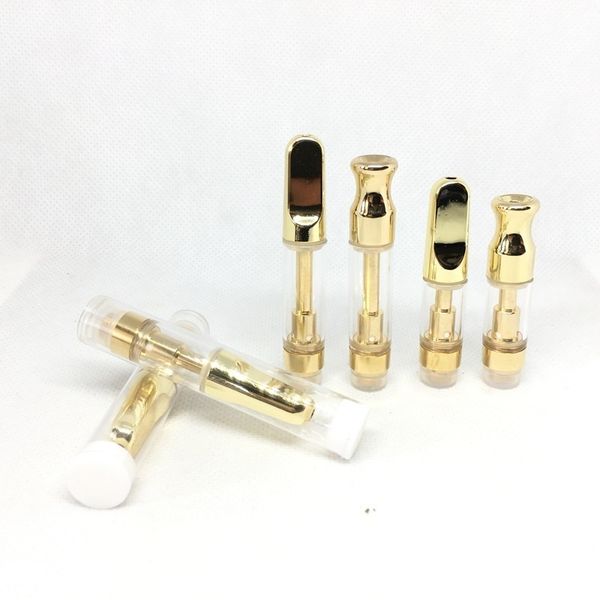 

Th105 Vape Cartridges Ceramic Coil Gold Metal tips .5ml 1ml Glass Tank 510 Thread Thick Oil Atomizer Plastic tube packaging Round/flat mouth