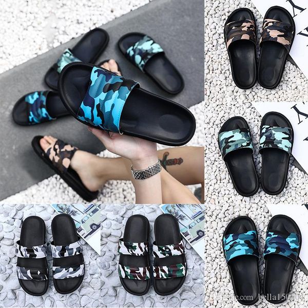 

luxury designer shoes slides summer beach indoor flat sandals slippers house flip flops with spike sandal camouflage flip flops, Black