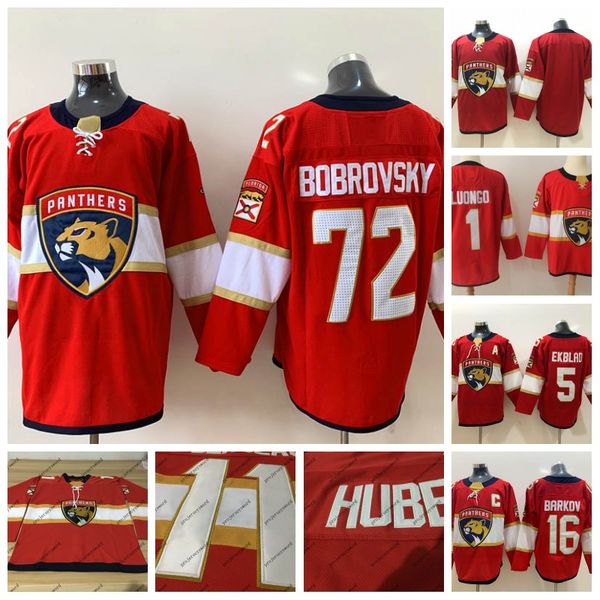 

72 Sergei Bobrovsky Florida Panthers 16 Aleksander Barkov 5 Aaron Ekblad 1 Roberto Luongo Ice Hockey Jersey Double Stitched Name and Number