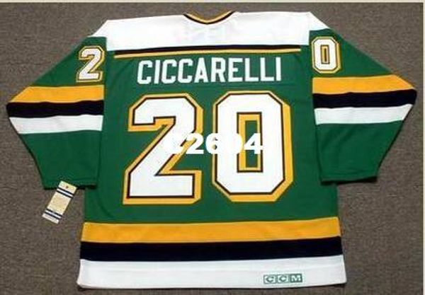 

мужчины #20 дино ciccarelli миннесота северные звезды 1988 ccm старинные ретро хоккей джерси или пользовательские любое имя или номер ретро, Black;red