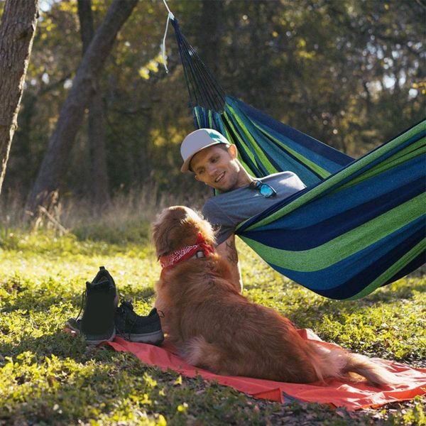 

portable hammock outdoor hammock garden sports home travel camping swing canvas stripe hang bed