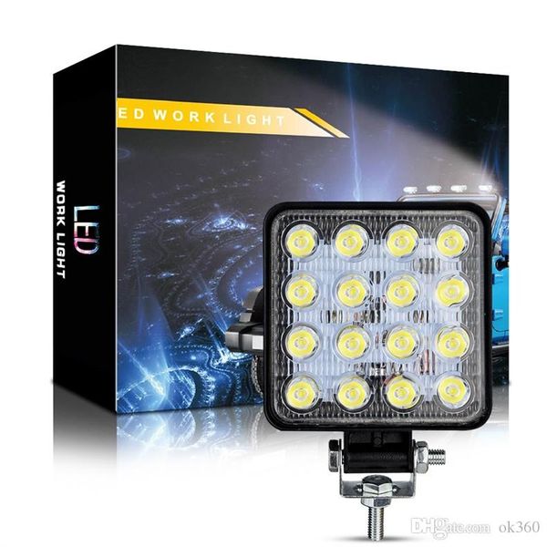 

48w flood led work lights waterproof car suv led headlights floodlights off-road suv led lamp beads running lights fog lights