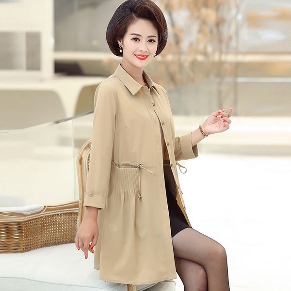 

2019 autumn new women's casual trench coat turn down collar single breasted vintage washed outwear loose clothing femme, Tan;black