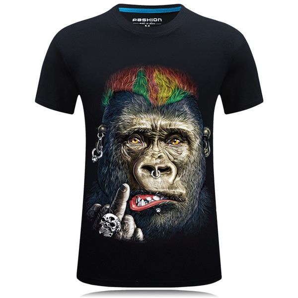 

3d three-dimensional round neck colour 2019 vogue t-shirt summer shirt men men&women multiple sizes hip hop cool, White;black