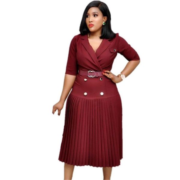 

2019 african dresses for women african clothes midi dress africa outfit dress gown elegant lady mermaid robe africa clothing, Red