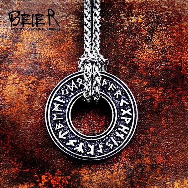 

beier 316l stainless steel viking icelandic vegvisir helmet horror in runic circle pendant magical staves men rune amulet lp105, Silver