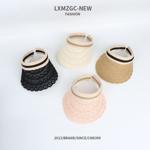 

new style korean-style versatile hat women's lace ess hat summer straw children outdoor sunshade sun-resistant brim, Yellow