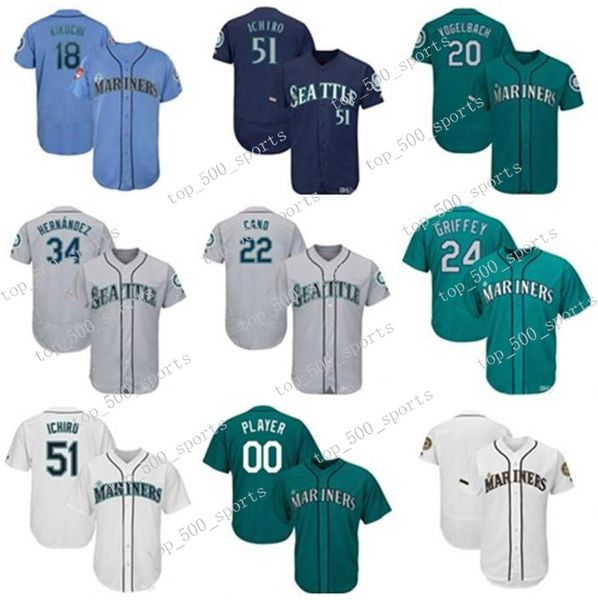 

custom baseball jerseys mens jersey mitch haniger & yusei kikuchi & ken griffey jr & ichiro suzuki, Blue;black
