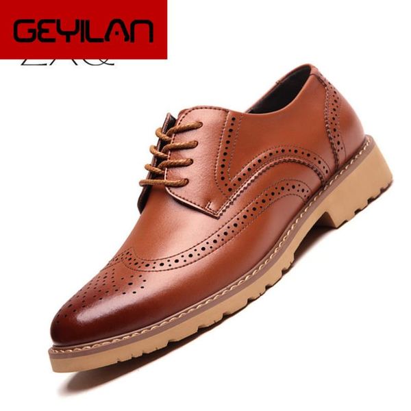 

new arrival italian men brogue shoes cow leather men formal dress oxfords british leather shoes dropshipping, Black