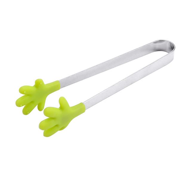 

1pcs new small palm silicone clip non slip stainless steel mini food ice square suger bbq tongs kitchen accessories