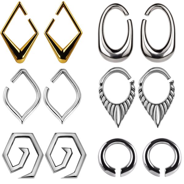 

1pair 316l steel cool heavy ear weight dangle ear hoop earring spiral weight piercing ear taper piercing body jewelry, Slivery;golden
