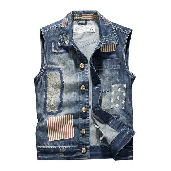 

new brand men jeans vest autumn spring sleeveless denim jacket wears waistcoat male colete tactical vest, Black;white