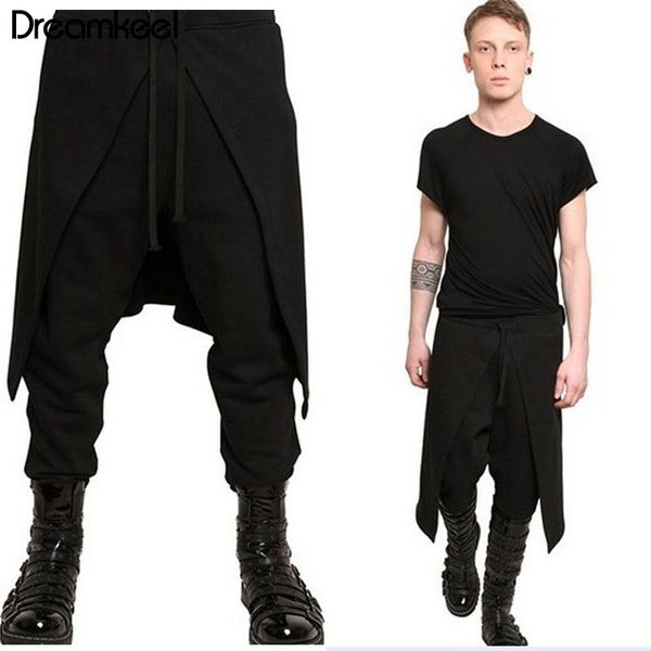 

2019 plus size men casual drape drop crotch harem hip hop pants trouser baggy dancing pants gothic punk style harem men w, Black