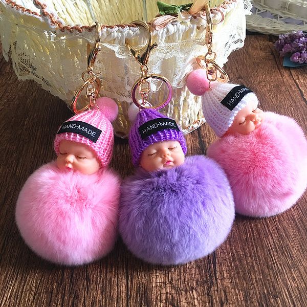 Presentes de sono bonito boneca Pompom Rabbit Fur bola Plush Toys Keychain Bolsa Charme Pendant Acessórios do bebê Miúdos do Natal