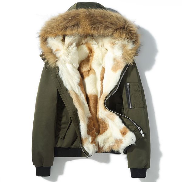 

real fur coat men's winter jacket natural wolf fur liner parka men raccoon collar warm parkas manteau homme hiver my1834, Black