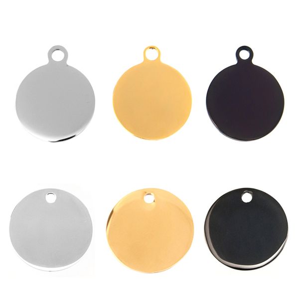 

risul 15/20/25/30mm round charms pendants circle tags outer hole charms 2 sides mirror polish stainless steel wholesale 50pcs, Silver