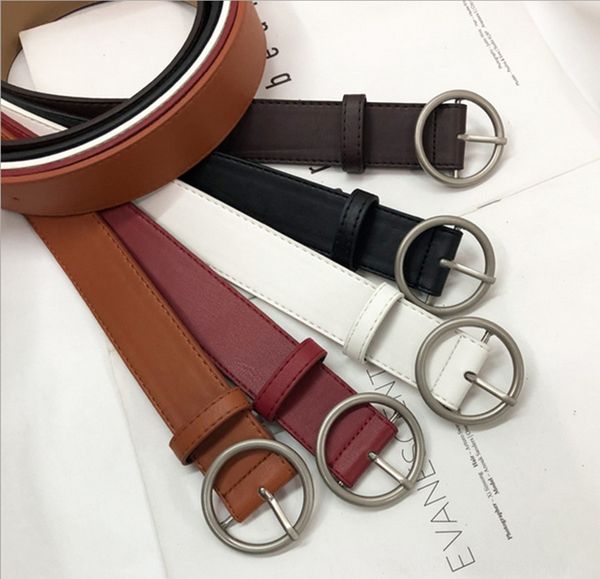 

2020 female round buckle ladies belt belts belts & accessories fashion simple wild korean student jeans decorative belt, Black;brown