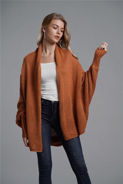 

oversized sweater cardigan female clothes patchwork batwing sleeve long cardigans women winter jacket coat big sizes, White