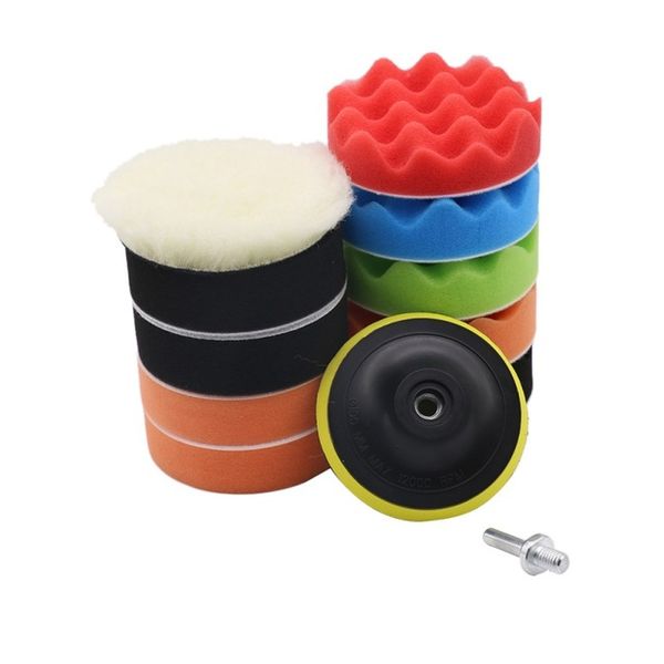 

new 12pcs 3/4/5/6/7inch polishers m14 thread self-adhesive car polishing waxing wheel sponge buffing pads kit set auto car