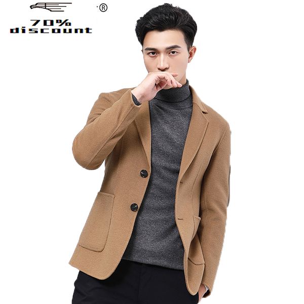 

short wool coat men jacket spring casual suit korean blazer mens coats and jackets overcoat casaco masculino kj2380, Black