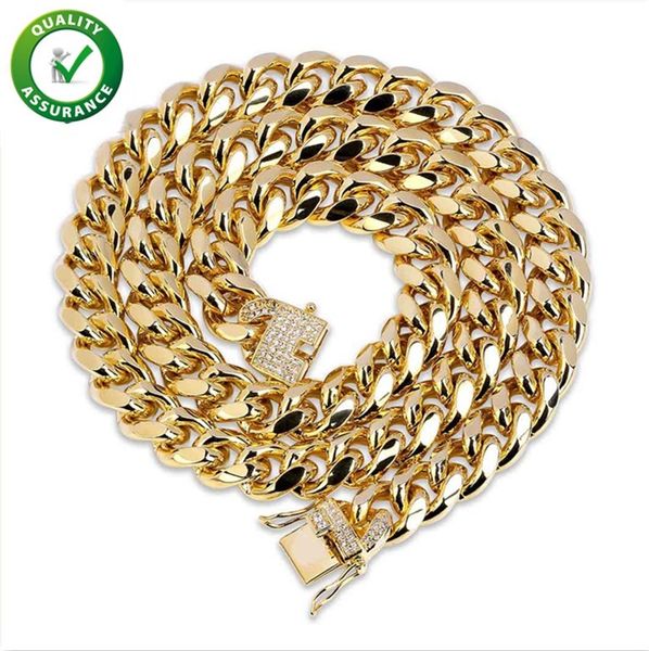 

hip hop jewelry miami cuban link iced out chains mens luruxy designer necklace wedding accessories punk gold for men 12mm bling shining dj, Silver