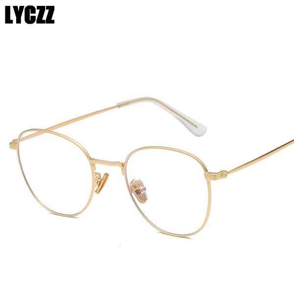 

lyczz computer tr90 optical eye glasses frame anti blue light gold full frame metal optical eyeglasses eyewear for gozluk, Black