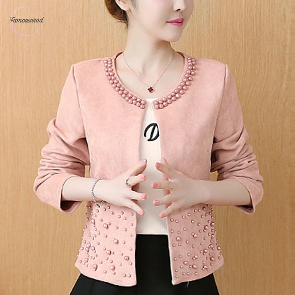 

mujer pink women jacket 2019 long sleeve autumn women clothes plus size 4xl chaquetas elegant beading outwear covered button coat, Black;brown
