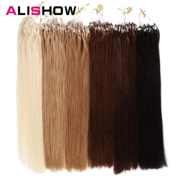 

alishow micro loop ring hair extension blonde remy hair colored locks 18-24''micro bead extensions 1g/strand 100g