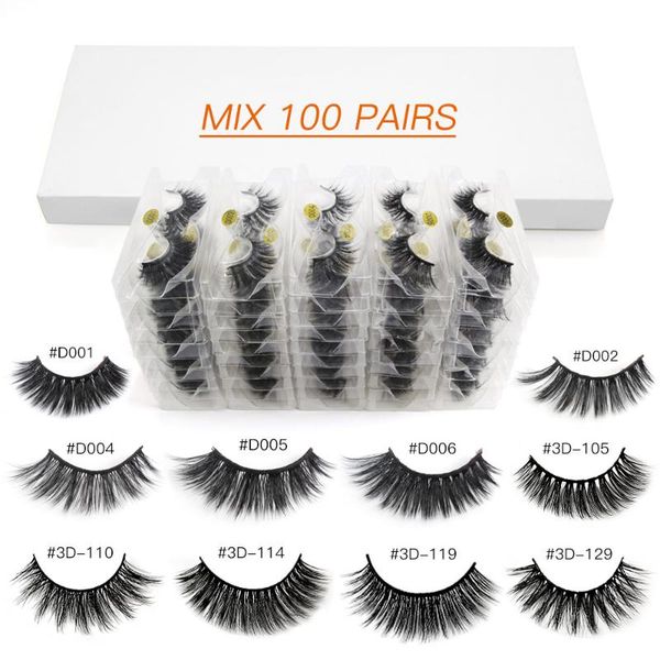 

false eyelashes wholesale 10/20/30/40/50/100 pair hand made 3d mink lases mix 10 styles natural makeup cilios in bulk