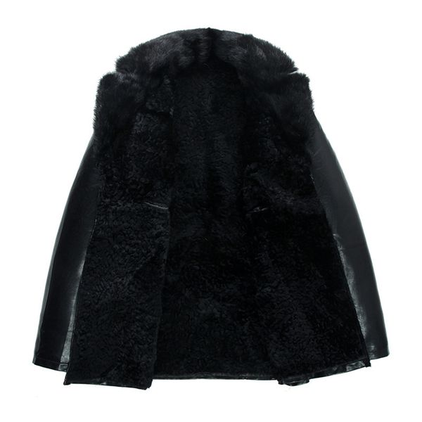 

5xl leather jackets mens winter long jackets and natural fur coats winbreaker waterproof snow wear outdoor overcoat new arrival 2019, Black
