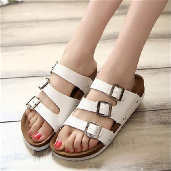 

women beach cork slippers 2020 new summer woman casual double buckle non-slip slides women slip on flip flop shoe eu 35-44, Black