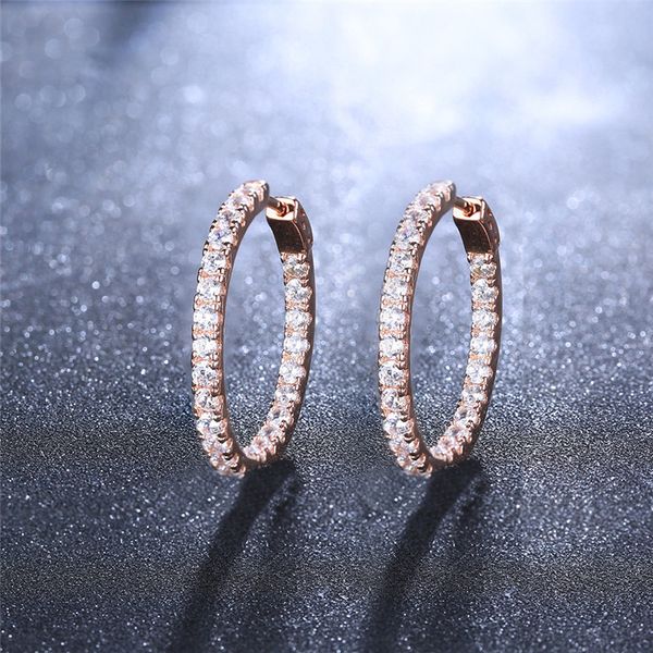 

romad fashion earring jewelry for women silver/gold-color hoop earring with full stone cz zircon crystal loop wedding earing z3, Golden;silver